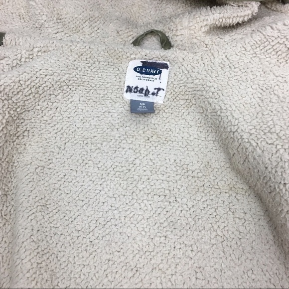 OLD NAVY Jacket Kid’s Olive Field Military Style Twill Sherpa Size Small 6-7 - Picture 14 of 15